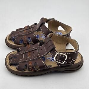 Yuyito Mexico Kids Size 13 Brown Leather Fisherman Huarache Sandals Buckle Strap